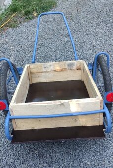 Ruční kára (dvoukolák) modrá barva, KOMPLETNÍ RENOVACE. - 2