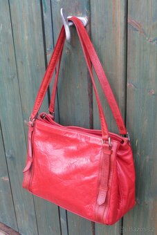 dámská kožená kabelka červená - 2
