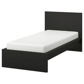 Postel MALM černohnědá 90x200 + lamelový rošt + zásuvky - 2