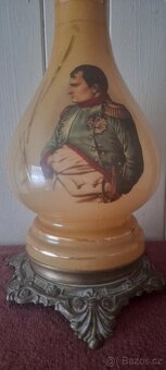 100 LETÁ STAROŽITNÁ BRONZOVO SKLENĚNÁ LAMPA NAPOLEON BONAPAR - 2