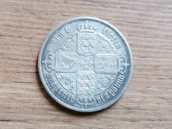Stříbro 1 Florin 1853 Anglie Velká Británie stříbrná mince - 2