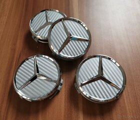 středové krytky Mercedes 75mm černé stříbrné karbon pokličky - 2