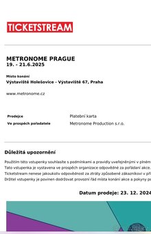 Metronome festival Praha 3 denní vstupenka - 2