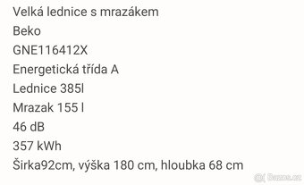 velká lednice s mrazákem  Beko - 2