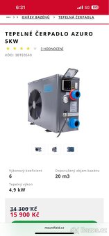 Nové tepelné čerpadlo 5kW výhřev bazénu - 2