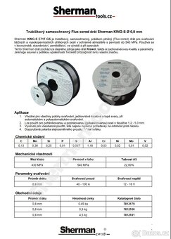 Trubičkový svařovací drát Sherman 0,8 mm 4,5kg - 2