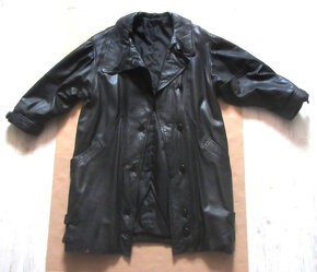 Vintage 80s černý kožený dámský kabát - 2