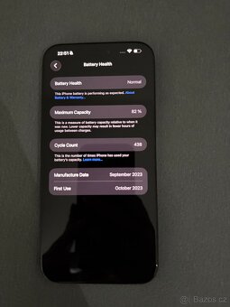 Prodám Apple IPhone 15 pro max s pamětí 256 GB černý titan - 2