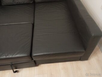 rohová pohovka Ikea Friheten - čierna koženka TOP STAV - 2