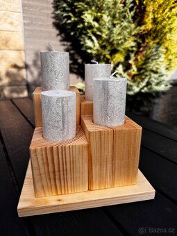 Smrkový masivni svícen – ruční výroba - 2