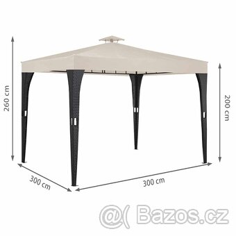 RATAN zahradní altán pavilon luxusní markýza 3x3m černý - 2