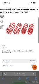 SPORTOVNÍ PRUŽINY 25/15MM AUDI A4 B5 AVANT 4X4/QUATTRO (S4) - 2
