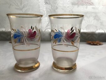 Starožitná karafa a duální skleničky ručně malované - 2