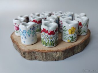 Vintage roztomilý porcelánový svícení s květinovým dekorem - 2