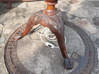 Starožitná vyřezávaná dřevěná podlahová lampa - 2