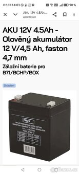 AKU 12V 4.5Ah - Olověný akumulátor 12 V/4,5 Ah, faston - 2