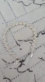 Nový dámský stříbrný náramek dvojitý 925 kuličkový - 2