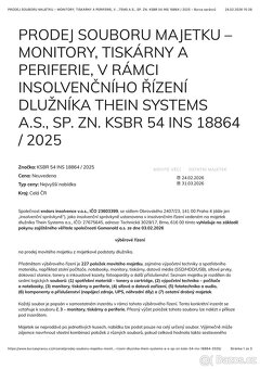 PRODEJ SOUBORU MAJETKU – MONITORY, TISKÁRNY A PERIFERIE - 2