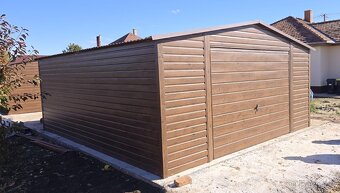 Plechová garáž 5x5m drevodekor - 2
