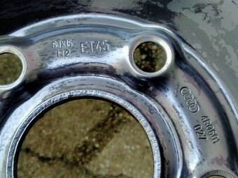 Ocelové kolo orig. Audi 6Jx15, 5x112, ET 45, Rezerva, Letní - 2