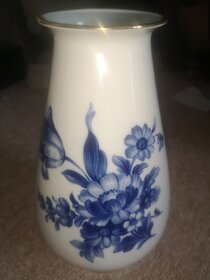 2x krásná ručně malovaná váza Royal Dux - květiny, kobalt - 2