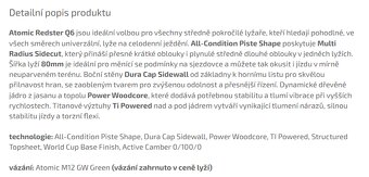 Atomic Redster Q6, lyže, lyžování, carving, TOP stav - 2