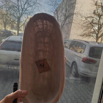 proutěná ošatka oválná, béžová tkanina - 2