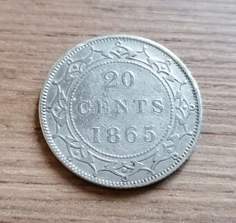 Stříbro 20 Cents 1865 Newfoundland stříbrná mince Kanada - 2
