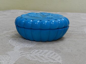 Hezká stará modrá Dóza Ptáci Holubice - 2