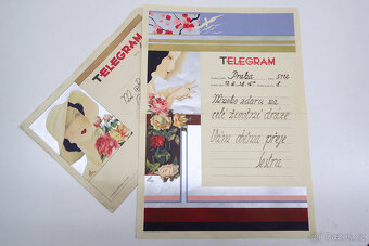 Secesní Obálka a Telegram - Praha - Teplice Šanov - 1938 - 2