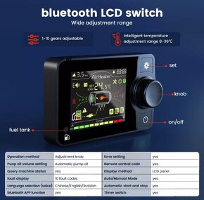 Naftové topení 5 -8 kW, 12/24+220V Auto START/STOP, BT - 2