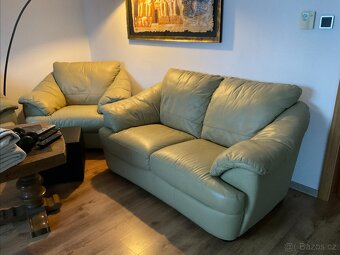 Kožená sedací souprava ITALSOFA 3+2+1 Světlá oliva - 2