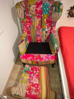 Krásné patchwork křeslo, ušák - 2