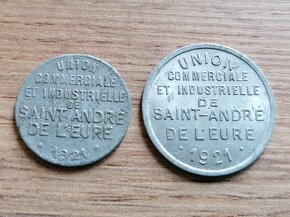 Francie 5 a 10 Centimes 1921 nouzové mince nouzovky - 2