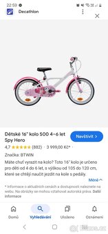 Dětské 16” kolo 4-6 let - 2
