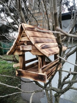 Krmítko designove pro ptaky masivní dřevo - 2