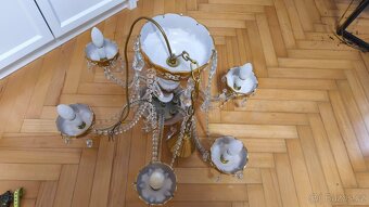 Ručně malovaný lustr Bydžov, 6 ramen, zlacený - 2