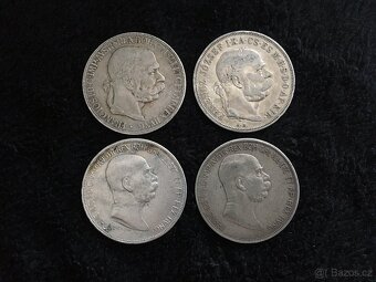 4 kusy stříbrných 5 korun RU F.J.I., každá mince jiná - 2