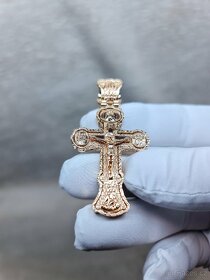 Zlatý přívěsek Ortodoxní křížek 585/14k růžové zlato - 2