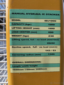 Ruční vysokozdvižný paletový vozík 1000 kg - 2