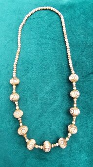 Náhrdelník slonová kost hnědé kuličky - 2