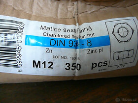 Šrouby M12 150mm, matky M12, podložky - nové - 2