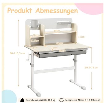 Dětská židle Kondela Anais (bílá/šedá) - 2