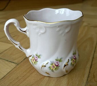 Hrnky bucláky růžový porcelán s vázičkou - 2