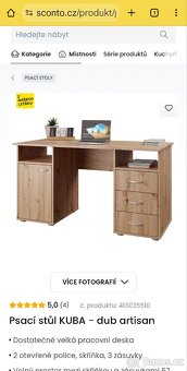 Psací stůl KUBA - dub artisan (Sconto nábytek) - 2