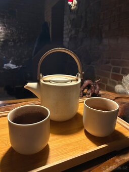 Porcelánová krémová sada na čaj - 2