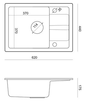 Granitový černý dřez + sifon + baterie černé - 2