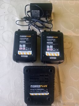 PowerPlus 18V 1300mAh, 2ks + nabíječka + napájecí kabel - 2