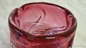 MASIVNÍ RŮŽOVÝ POPELNÍK STARÉ HUTNÍ SKLO. TOP STAV. - 2