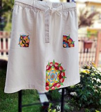 Nová lněná sukně s ruční malbou  - 2